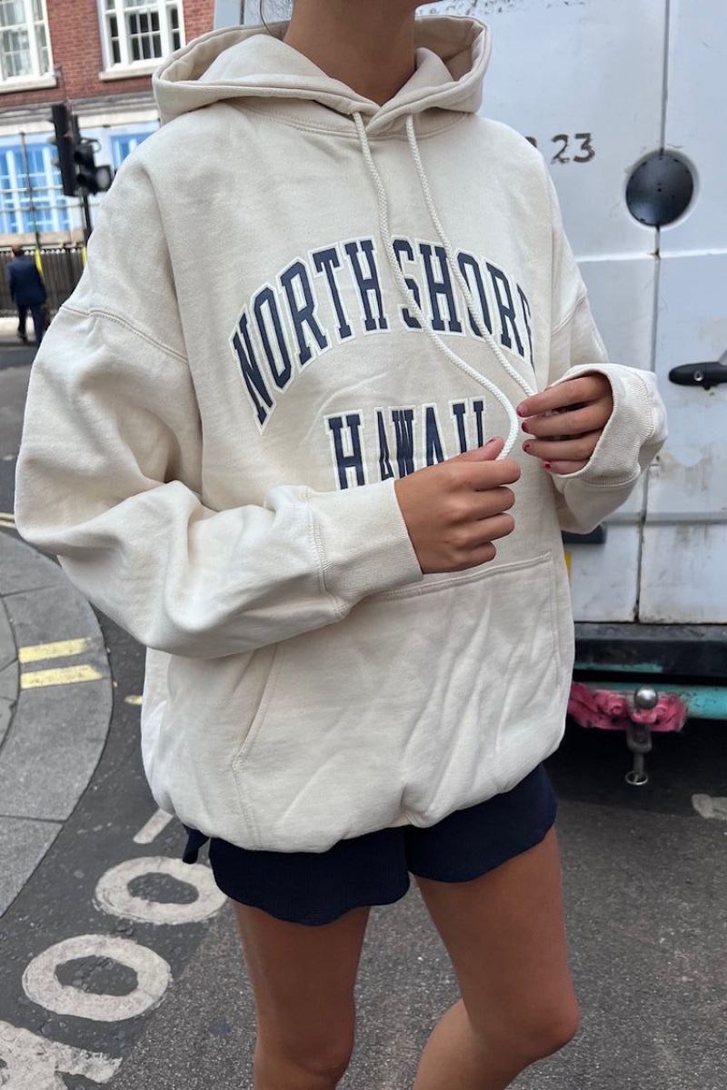 Sweat a Capuche Brandy Melville Christy North Shore Hawaii Blanche | SYG-94767114